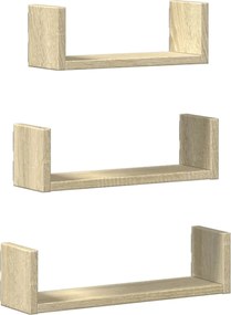 vidaXL Ράφια Τοίχου Σετ 3 Τεμαχίων Sonoma Δρυς Επεξεργασμένο Ξύλο