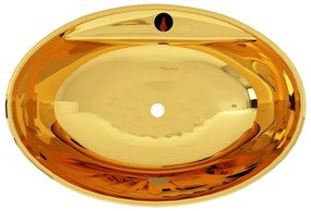 vidaXL Νιπτήρας με Οπή Υπερχείλισης Χρυσός 58,5x39x21 εκ. Κεραμικός