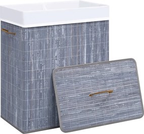 vidaXL Καλάθι Άπλυτων με 2 Τμήματα Γκρι 100 Λίτρα από Μπαμπού