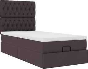 vidaXL Οθωμανικό κρεβάτι με στρώμα σκούρο καφέ 90x190cm ύφασμα