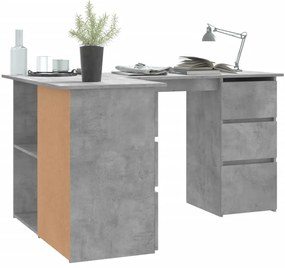 vidaXL Γραφείο Γωνιακό Γκρι Σκυροδέματος 145x100x76 εκ. Επεξ. Ξύλο