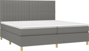 vidaXL Κρεβάτι Boxspring με Στρώμα Σκούρο Γκρι 200x200 εκ. Υφασμάτινο