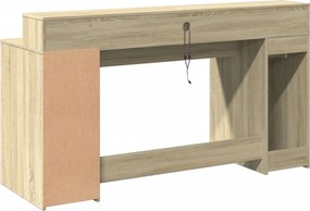 vidaXL Γραφείο με LED Sonoma δρυς 160x55x91 εκ. Επεξεργ. Ξύλο
