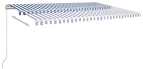 vidaXL Τέντα Αυτόματη με LED & Αισθ. Ανέμου Μπλε / Λευκό 5 x 3,5 μ.
