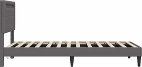 vidaXL Σκελετός Κρεβατιού με κεφαλάρι Γκρι 100 x 200 cm Τεχνητό Δέρμα