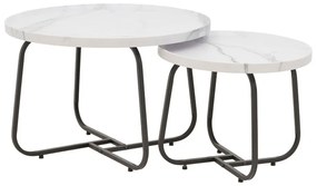 Τραπέζια Σαλονιού Crismory 029-000243 (Σετ 2Τμχ) 50x50x40,5/70x70x46,5cm White-Black