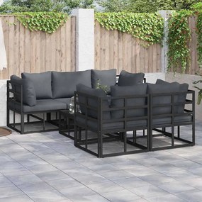 vidaXL Σετ Καναπέ Κήπου με μαξιλάρι 6 pcs Μαύρο Ατσάλι