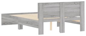 vidaXL Πλαίσιο Κρεβατιού με Κεφαλάρι Γκρι Sonoma 135x190 εκ.