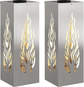 vidaXL Ηλιακό LED Φως Δρόμου 2 pcs Ασημί Ανοξείδωτο ατσάλι