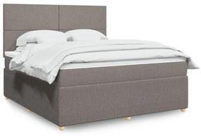 Κρεβάτι Boxspring με Στρώμα Taupe 180x200 εκ. Υφασμάτινο - Μπεζ-Γκρι