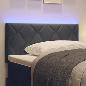vidaXL LED κεφαλάρι Σκούρο Γκρι 90 cm Βελούδο