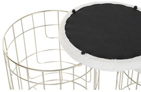 Υποπόδια DKD Home Decor Μπεζ Χρυσό Μέταλλο πολυεστέρας Λευκό Σύγχρονη (38 x 38 x 44 cm) (35 x 35 x 40 cm)