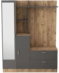 Έπιπλο Εισόδου 956LCS2801 140x36,8x181,8cm Oak-Anthracite Particle Board, Melamine