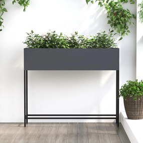 Υψηλή Υπερυψωμένη Γλάστρα 100x26x82 εκ Ανθρακί Ατσάλι