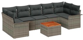 vidaXL 8 τεμάχια σετ καναπέ κήπου με γκρι πολυ rattan και ξύλο ακακίας