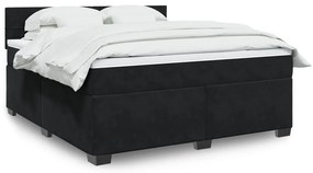 vidaXL Κρεβάτι Boxspring με Στρώμα Μαύρο 180x200 εκ. Βελούδινο