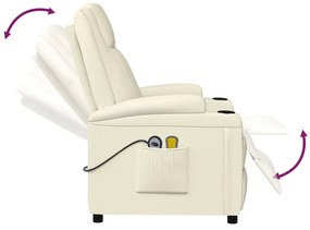 vidaXL Πολυθρόνα Μασάζ Ηλεκτρική Κρεμ από Συνθετικό Δέρμα