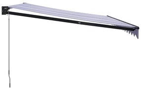 vidaXL Τέντα Πτυσσόμενη Μπλε και Λευκή 4 x 3 μ. Ύφασμα και Αλουμίνιο