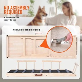 VEVOR Dog Ramp, Folding Pet Ramp for Bed, Adjustable Dog Ramp for Small, Large, Old Dogs &amp; Cats, Wooden Pet Ramp with 47.2&quot; Long Ramp, Adjustable from 13.8&quot; to 27.6&quot;, Suitable for Couch, Sofa, Car