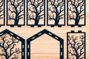 Σετ των 2 Intra απο ξύλο plywood 3mm-4mm πάχος – Χαρτί/λέιζερ Cut Tree of Life Lantern Δίασταση  20x20 cm INTRAFABR-56509004