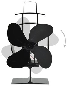 vidaXL Αερόθερμο Σόμπας Μαύρο με 4 Πτερύγια