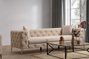 Καναπές Chesterfield 3θέσιος Como 237x90x70εκ - Ecru