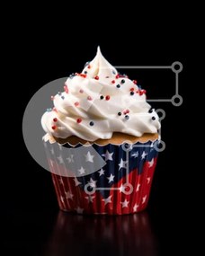 Intra Συλλεκτικό Ξύλινο Παζλ Plywood  4mm - Πατριωτικό Cupcake με Κόκκινα, Λευκά και Μπλε αστέρια Σε Ξύλινο Κουτί - Διαστάσεις: 10x10 cm – 25 κομμάτια