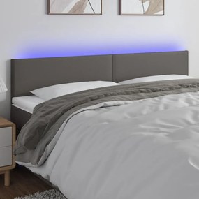Κεφαλάρι Κρεβατιού LED Γκρι 160x5x78/88 εκ. από Συνθετικό Δέρμα - Γκρι