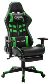 vidaXL Καρέκλα Gaming με Υποπόδιο Μαύρο / Πράσινο από Συνθετικό Δέρμα