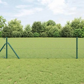 vidaXL Σετ Πόλων Φράκτη Σετ 2 Πράσινο Μέταλλο 25 x 0.5 m Ανθεκτικό