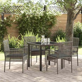vidaXL Σέτ φαγητού για κήπο 5 pcs Γκρι συνθετικό ρατάν