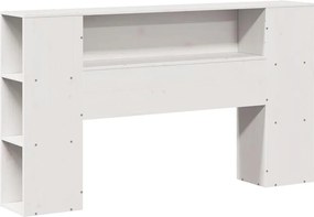 vidaXL Κρεβάτι Βιβλιοθήκη Χωρίς Στρώμα Λευκό 140x200 εκ Μασίφ Πεύκο