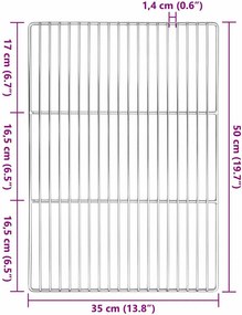 vidaXL Σχάρα ψησίματος Ασημί 50 x 35 cm Ανοξείδωτο ατσάλι