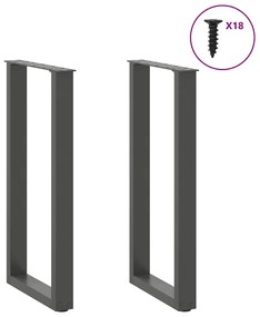 vidaXL Πόδια Κονσόλας 2 τεμ. σε σχήμα U, Ανθρακί 28x(72-73) εκ. από Ατσάλι