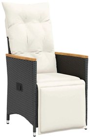 vidaXL Σέτ φαγητού για κήπο με μαξιλάρι 5 pcs Μαύρο Πολυ ράταν