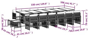 vidaXL Σετ Τραπεζαρίας Κήπου 17 τεμ Μικτό Μπεζ Συνθ. Ρατάν & Μαξιλάρια