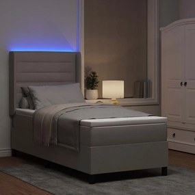 vidaXL LED Κρεβάτι με βάθρο με στρώμα Taupe 100 x 200 cm ύφασμα