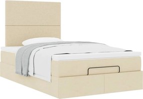 vidaXL Οθωμανικό κρεβάτι με στρώμα Cream 120x200cm ύφασμα