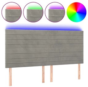 Κεφαλάρι Κρεβατιού LED Ανοιχτό Γκρι 180x5x118/128 εκ. Βελούδινο 3122624