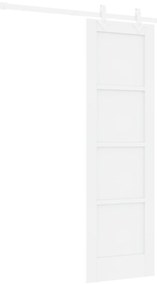 vidaXL Συρόμενη Πόρτα  με Σετ Εξαρτημάτων Λευκή 61x198.5 cm Στερεό Ξύλο Πεύκου