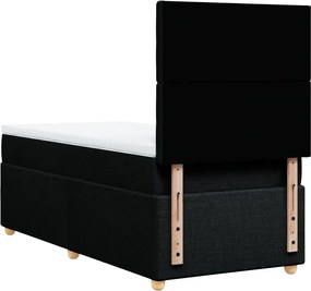 vidaXL Κρεβάτι Boxspring με Στρώμα Μαύρο 90x190 εκ.Υφασμάτινο