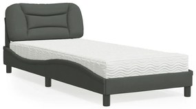 vidaXL Κρεβάτι με Στρώμα Σκούρο Γκρι 80x200 εκ. Υφασμάτινο