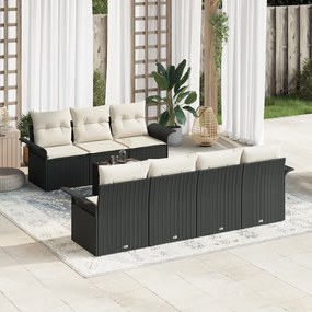 vidaXL Σετ 8 Τεμαχίων Καναπέ Κήπου με Μαξιλάρια Μαύρο Πολυ Ράταν