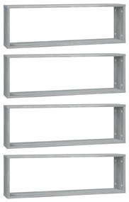 vidaXL Ραφιέρες Τοίχου Κύβος 4 τεμ Γκρι Sonoma 80x15x26,5 εκ. Επ. Ξύλο