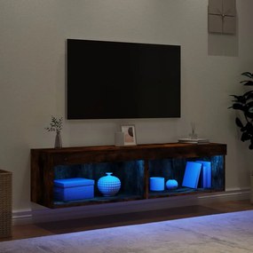 vidaXL Έπιπλα Τηλεόρασης με LED 2 τεμ. Καπνιστή Δρυς 60x30x30 εκ.
