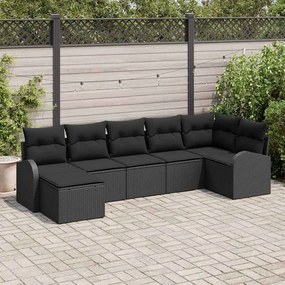 vidaXL Σετ Καναπέ με μαξιλάρι 7 pcs Μαύρο συνθετικό ρατάν