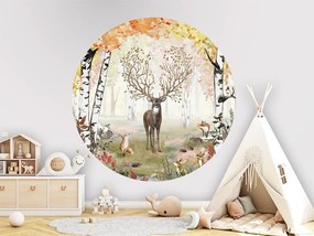 Amazing Antlers Autumn Ταπετσαρια Τοιχου Μπεζ Στρογγυλη 80cm