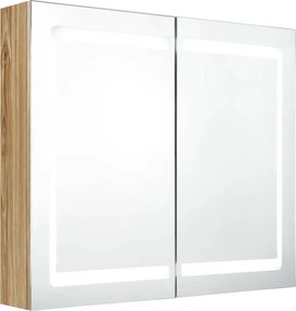 vidaXL Καθρέφτης Μπάνιου με Ντουλάπι &amp; LED Χρώμα Δρυός 80x12x68 εκ.
