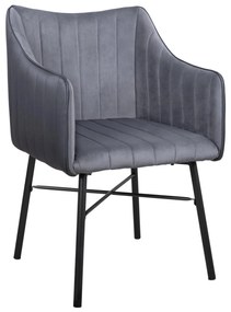 Armchair Allysa  Velvet Dark Grey and Black PU 57x58x88cm