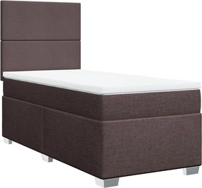 vidaXL Κρεβάτι Boxspring με Στρώμα Σκούρο Καφέ 80x200 εκ. Υφασμάτινο